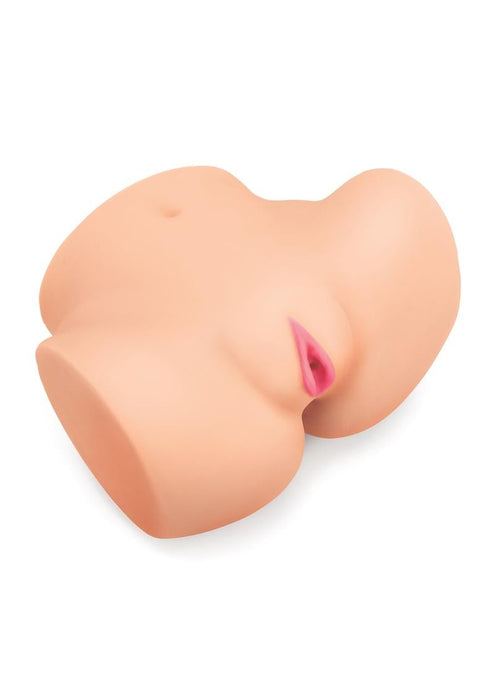 LuvDollz Remote Controlled Spread Eagle Vibrating Rechargeable Masturbator with Bullets and Remote Control - Pussy & Ass - Vanilla