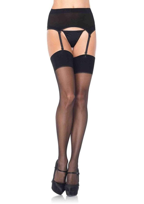 Leg Avenue Spandex Sheer Garter Belt and Stocking 2pc - OS - Black