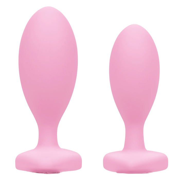First Time Crystal Booty Duo Silicone Anal Plug (2 Pack) - Pink
