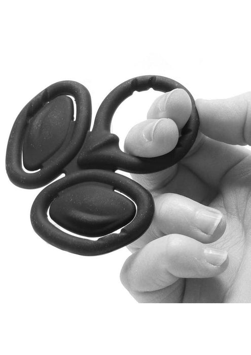 My Cockring The Triad Silicone Cock Ring & Ball Cinch - Black