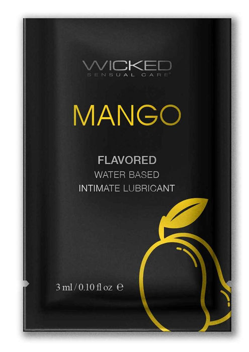 Wicked Aqua Water Based Flavored Lubricant Mango Packette Sample 3ml