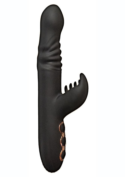 Princess Silicone Rechargeable Heat-Up Thruster Rabbit Vibrator - Black