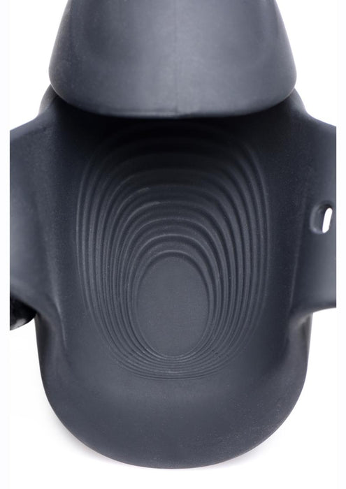 Trinity Men 8X Vibrating Silicone Rechargeable Penis Sleeve - Black
