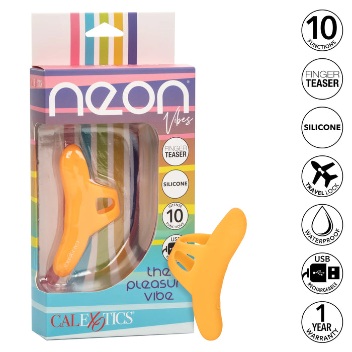 Neon Vibes The Pleasure Vibe Rechargeable Silicone Finger Vibrator - Orange