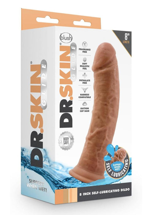 Dr. Skin Glide Self Lubricating Dildo 8in - Mocha