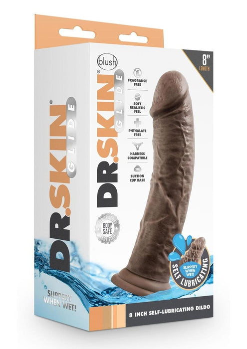 Dr. Skin Glide Self Lubricating Dildo 8in - Chocolate
