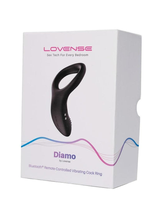 Lovense Diamo App Compatible Vibrating Silicone Cock Ring - Black