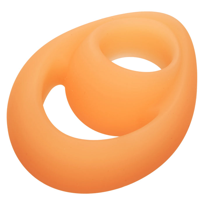 Alpha Glow in the Dark Liquid Silicone Teardrop Dual Ring - Orange