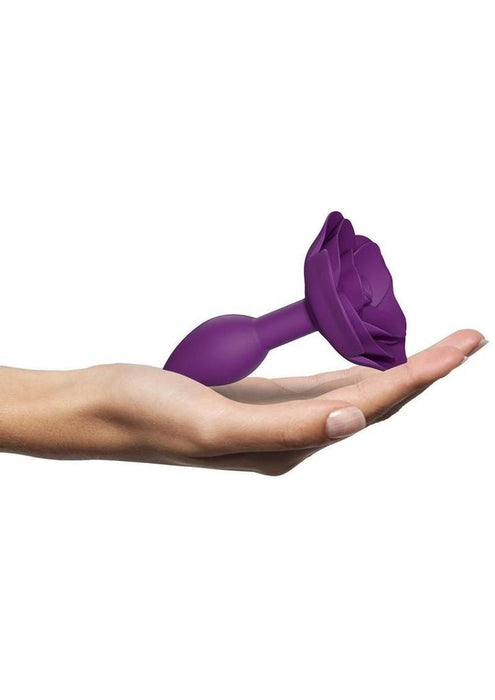Open Roses Silicone Anal Plug - Small - Purple Rain