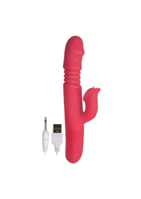 Princess Passion Heat Rechargeable Silicone Warming Vibrator with Clitoral Wheel - Coral