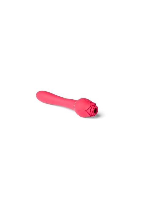 Secret Kisses Rosegasm Twosome Rechargeable Silicone Dual End Vibrator with Clitoral Stimulator - Red