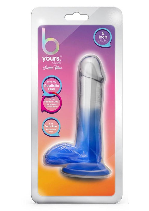 B Yours Stella Blue Dildo 6in - Blue/Clear