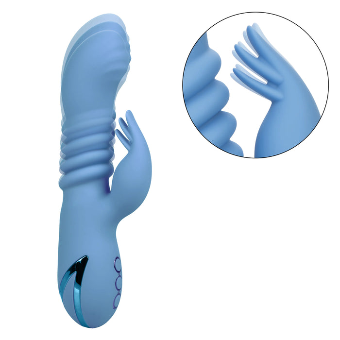 California Dreaming Santa Cruz Coaster Silicone Rechargeable Rabbit Vibrator - Blue