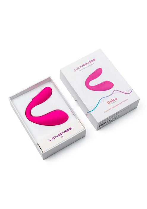 Lovense Dolce App Compatible Silicone Rechargeable Dual Vibrator - Pink