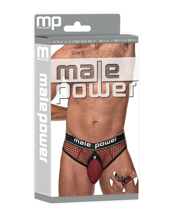 L/XL Cock Pit Red Fishnet Cock Ring Thong