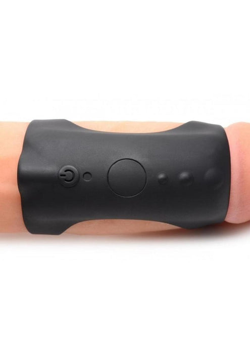 Trinity Men 28X G-Shaft Silicone Rechargeable Cock Ring with Remote Control - Black