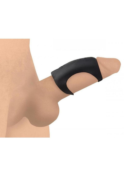 Trinity Men 28X G-Shaft Silicone Rechargeable Cock Ring with Remote Control - Black