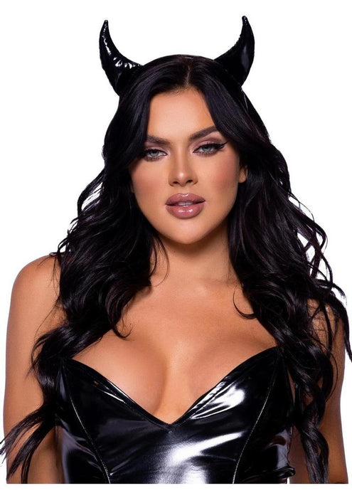 Leg Avenue Vinyl Devil Horns - OS - Black