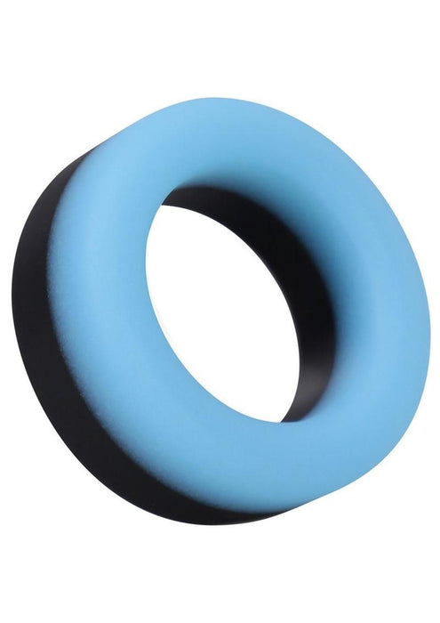 Rock Solid The Big O Glow in the Dark Silicone Cock Ring - Blue/Black