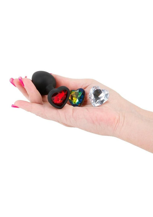 Glams Xchange Heart Silicone Anal Plug - Small - Black