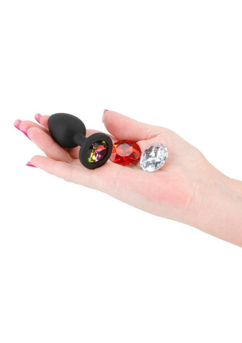 Glams Xchange Round Silicone Anal Plug - Small - Black