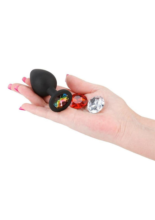Glams Xchange Round Silicone Anal Plug - Medium - Black