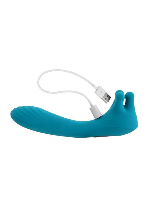 Heads or Tails Silicone Rechargeable Dual Vibrator - Teal