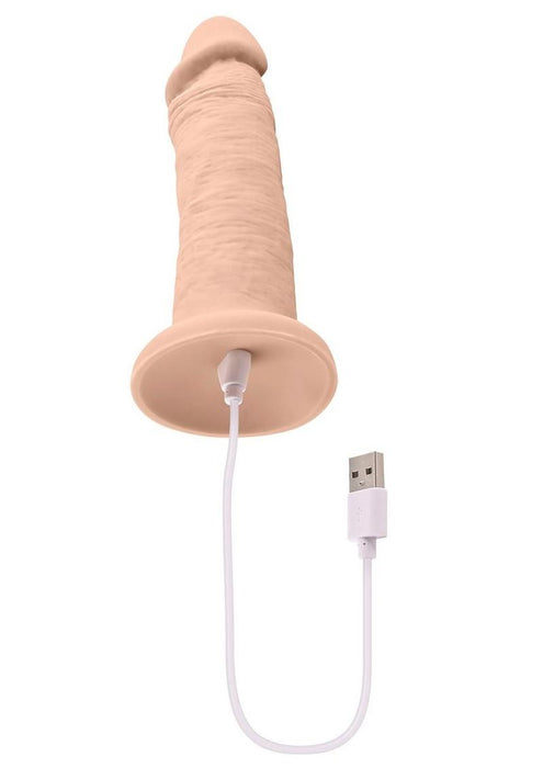 Vibrating Rechargeable Silicone Dildo 6in - Vanilla