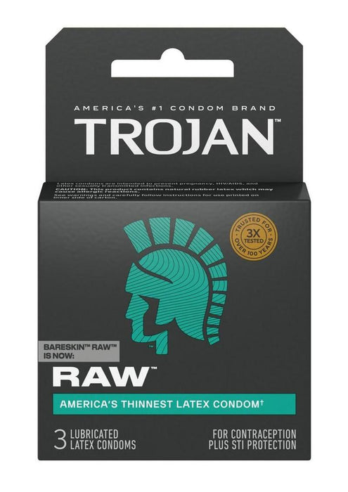 Trojan Bareskin Raw Lubricated Latex Condoms 3-Pack