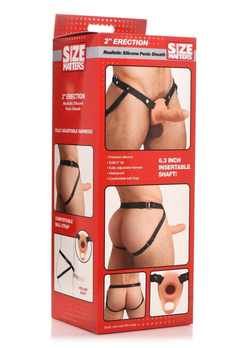 Size Matters 2" Erection Realistic Silicone Penis Sheath - Vanilla