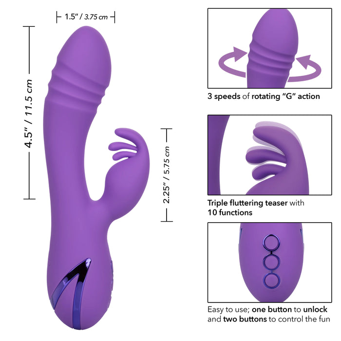 California Dreaming West Coast Wave Rider Silicone Rechargeable Rabbit Vibrator - Purple