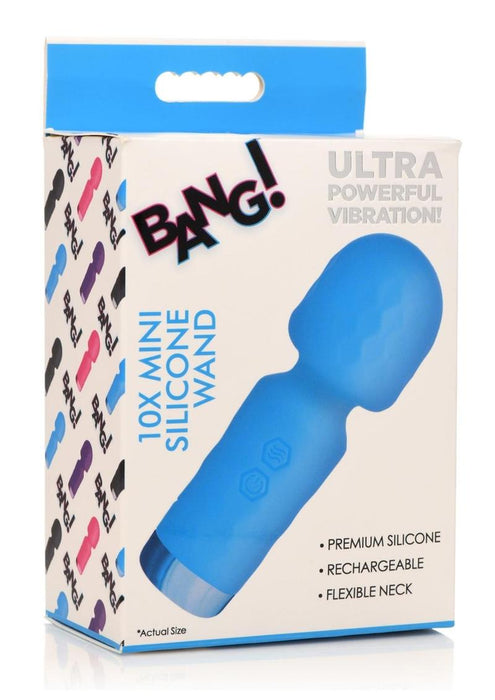 Bang! 10X Mini ALL-SILICONE Rechargeable Wand - Blue