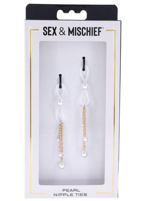 Sex & Mischief Pearl Nipple Ties - White/Gold