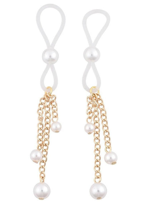 Sex & Mischief Pearl Nipple Ties - White/Gold