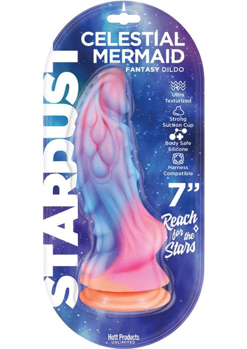 Stardust Celestial Mermaid Silicone Dildo with Suction Cup 7in - Multicolor