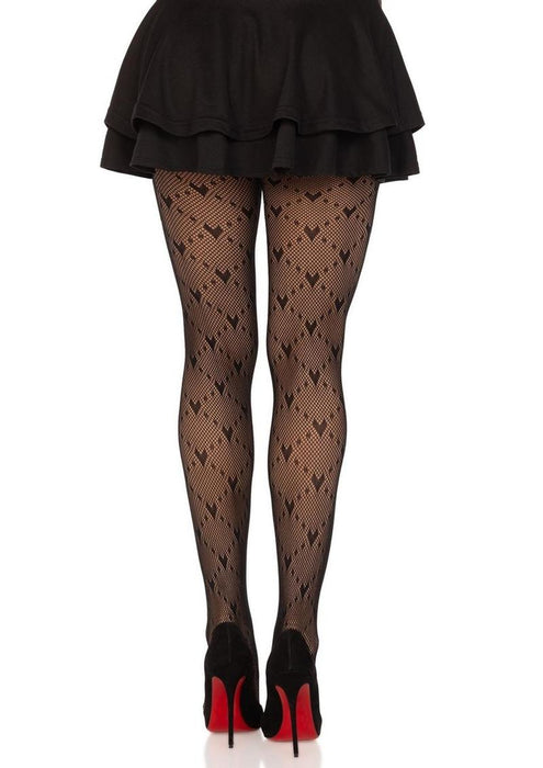 9704 Love Struck Heart Net Tights