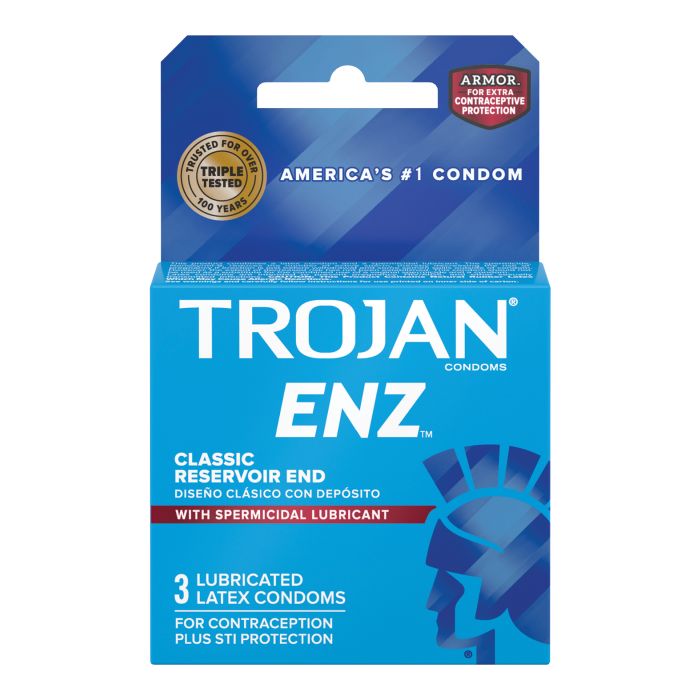Trojan-Enz Spermicidal Lubricated Condoms - Box of 3