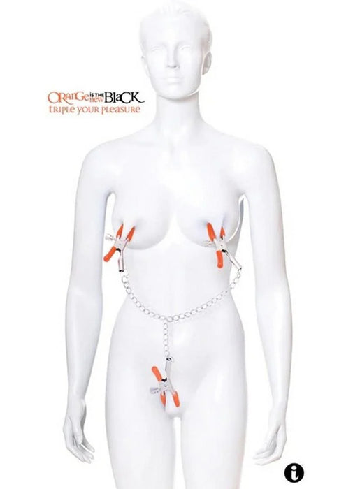 Orange Is The New Black Triple Your Pleasure Clamps & Chain