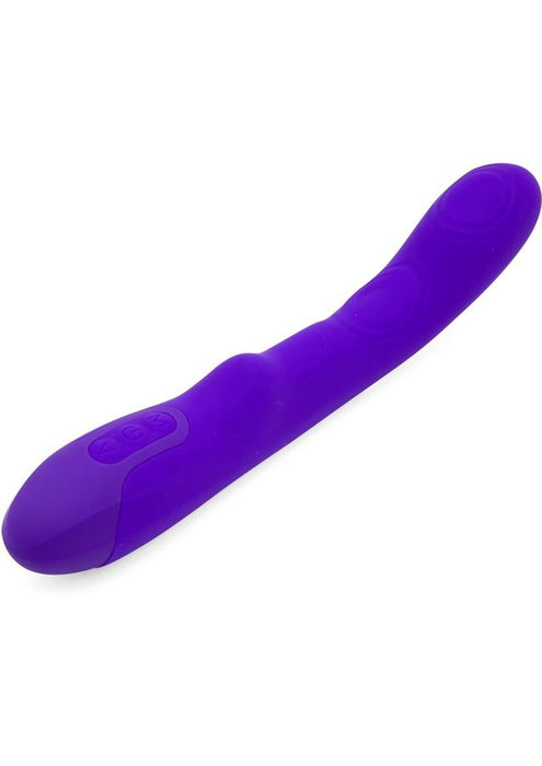Nu Sensuelle Vivi Rechargeable Silicone Double Tapping Vibrator with Clitoral Stimulation - Deep Purple