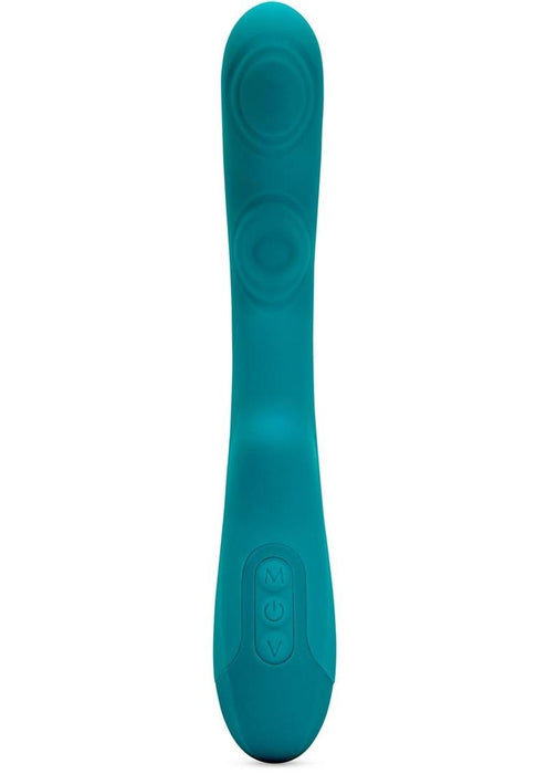 Nu Sensuelle Vivi Rechargeable Silicone Double Tapping Vibrator with Clitoral Stimulation - Emerald Green
