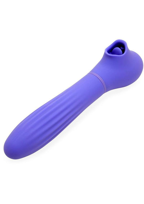Nu Sensuelle Daisy Rechargeable Silicone Triple Action Thrusting Tongue Suction Vibrator - Ultra Violet