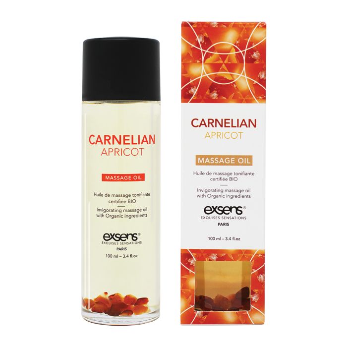 EXSENS of Paris Organic Massage Oil w/Stones - Carnelian Apricot