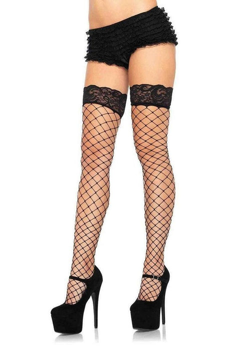 Leg Avenue Fence Net Stocking with Lace Top