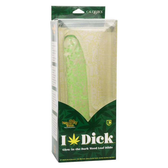 Naughty Bits I Leaf Dick Glow-in-The-Dark Weed Leaf Filled Dildo - Green