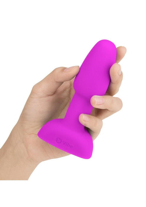 B-Vibe Rimming Petite Rechargeable Silicone Anal Plug with Remote Control - Fuchsia