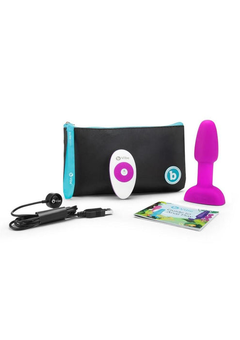 B-Vibe Rimming Petite Rechargeable Silicone Anal Plug with Remote Control - Fuchsia