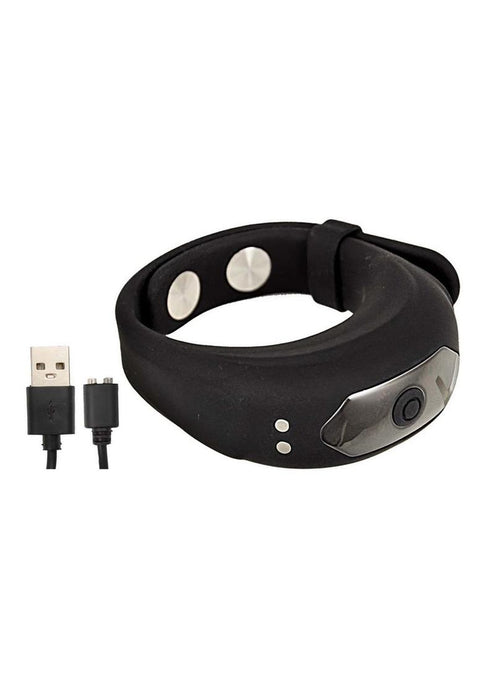 CockPower Adjustable Belt Rechargeable Silicone Cock Ring - Black