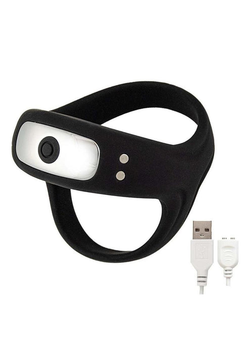 CockPower Rechargeable Silicone Scrotum and Cock Ring - Black