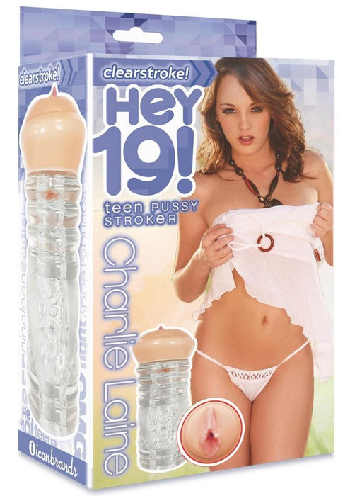 Hey 19!, ClearStroke Dual End Pussy Charlie Laine - Clear/Vanilla