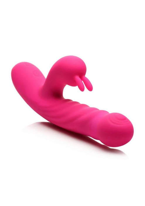 Bang! Thrusting & Vibrating Rechargeable Silicone Rabbit Vibrator - Pink